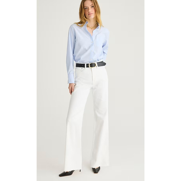 NWT J. Crew Full Length Slim Wide Leg Jeans 26 26P P26 White Denim BX823 J.Crew - Picture 1 of 6